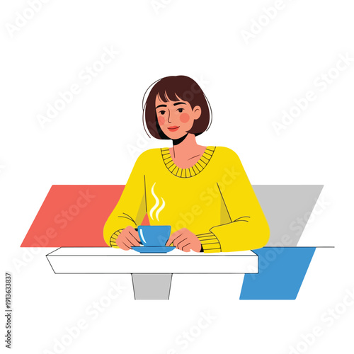 Cheerful Woman Enjoying Coffee in a Cozy Setting at Home