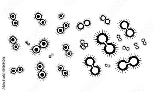 Fermented foods icons: microbe collection