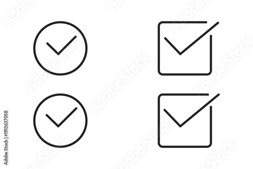 Set of Check Mark Icons in Various Styles – Vector Images for Web and Graphic Design"