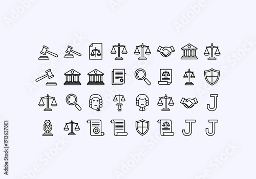 Design Ilustration Concept Icon Set lawyer legal documents and symbols.