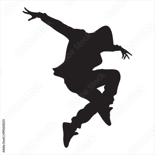 street dance vector silhouette clip art logo design illustration. abstract street dance logo set collection