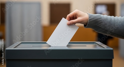 A person casting their vote into a ballot box during an election