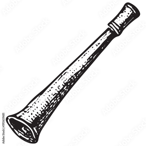 Vintage Wooden Club Illustration – Antique Primitive Bat Engraving Line Art