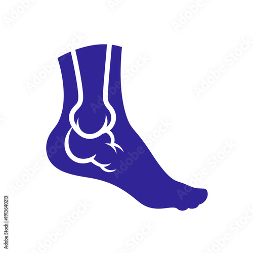 Canvastavla A simple blue and white illustration depicting a human foot and ankle