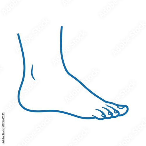 Simple line drawing of a human foot with visible toes