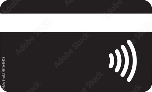 Black credit card with contactless payment symbol technology desig