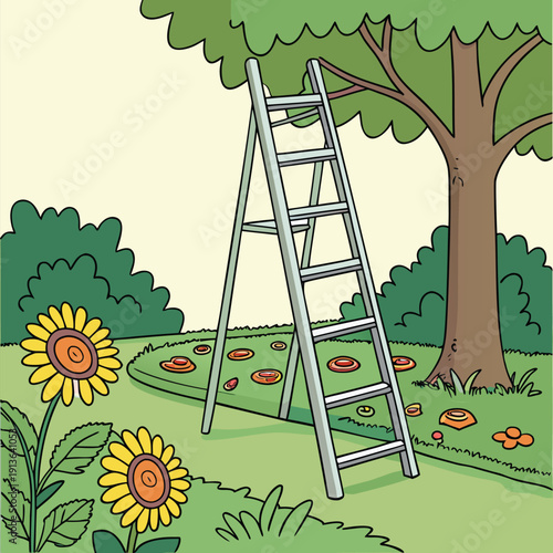 illustration of a tree in a garden