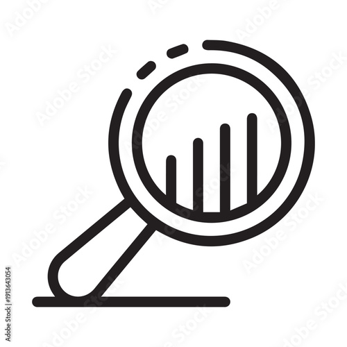 Rating under magnifier icon. Outline rating under magnifier vector icon for web design isolated on white background
