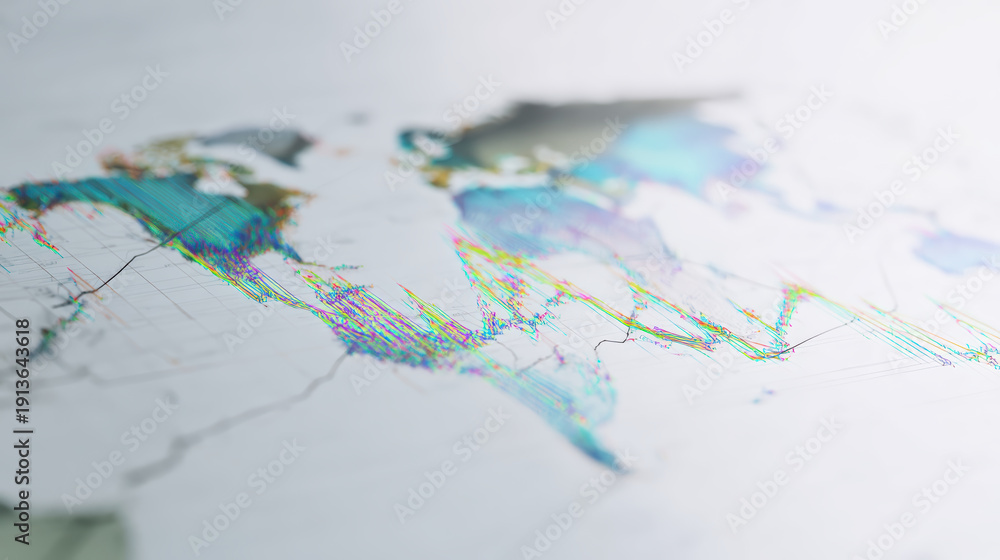 Obraz premium Abstract global map background showing economic connection with data network visualization displaying future growth and successful international
