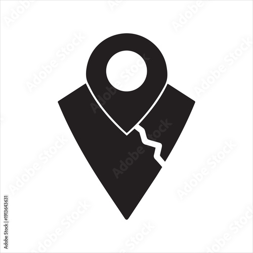 Black location pin symbol with concentric circles marker pointer