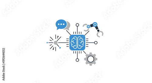 Blue circuit board with robotic arm.
