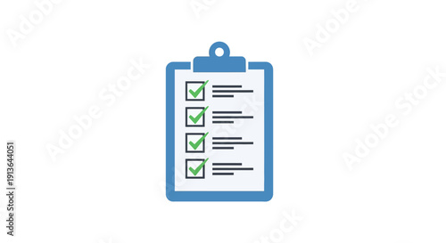 Blue Clipboard with Checklist and Checkmarks.