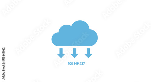 Blue Cloud With Rain Arrows Down.