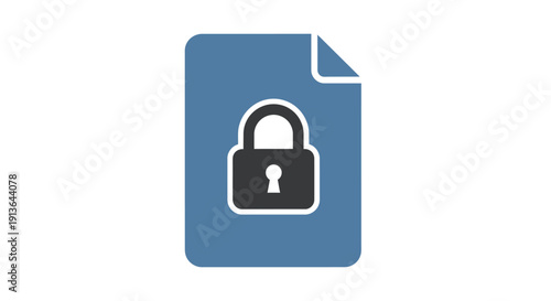 Blue Document with Locked Padlock Icon.