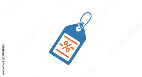 Blue Discount Tag with Percentage Symbol.