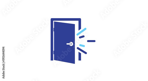 Blue Door Opening with Motion Lines.