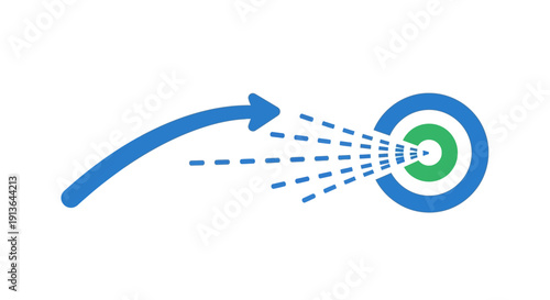 Blue Arrow Hitting Green Target Center.