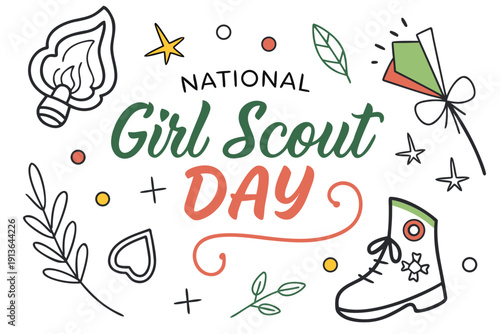 Wallpaper Mural Girl Scout Appreciation Day Vector Illustration, Empowered Youth Concept Torontodigital.ca