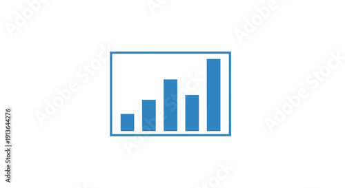 Blue Bar Graph Illustration on White.