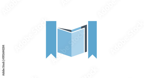 Blue Book Icon with Bookmarks Illustration.
