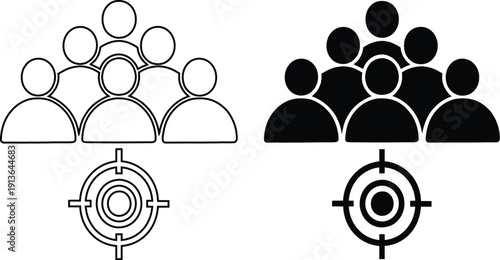 Target Audience Group with Crosshair Icon - Market Research and Customer Targeting Concept
