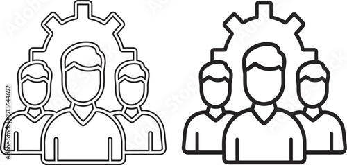 Professional Team Management and Technical Support System Line Icon Vector.