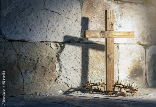 Crown of thorns with cross representing resurrection and sacrifice