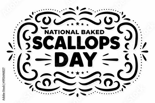 Baked Scallops Vector Illustration for National Seafood Food Holiday