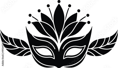 Winged Masquerade Mask Black Silhouette Vector - masquerade mask, winged mask, carnival mask, venetian mask, mardi gras mask, black mask silhouette, 
