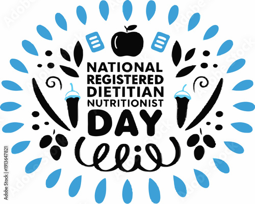 NATIONAL REGISTERED DIETITIAN NUTRITIONIST DAY vector illustration isolated on white background