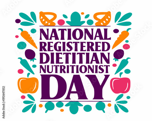 NATIONAL REGISTERED DIETITIAN NUTRITIONIST DAY vector illustration isolated on white background