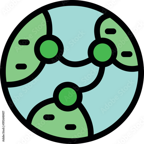 Green dots represent network connections spanning across continents on a stylized earth, symbolizing global communication and interconnectedness