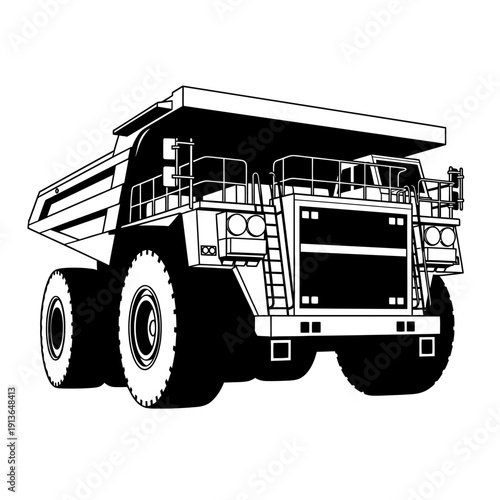 Heavy Duty Mining Dump Truck Vector Illustration.