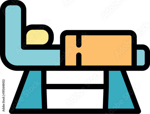 Cartoon patient is lying in hospital bed resting and recovering after surgery