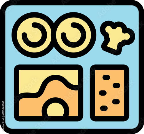 Colorful school lunch tray offering a balanced meal for students, promoting healthy eating habits