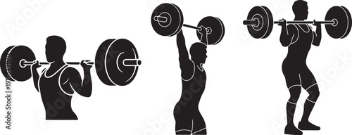 Weightlifting Barbell Pose Black Silhouette Vector – Flat Minimal EPS