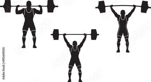 Barbell Strength Training Silhouette – Clean Black Flat Vector EPS