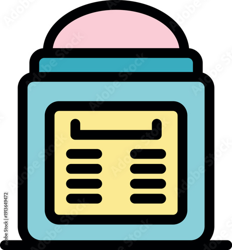 Light blue cosmetic container with pink lid and product information label, ideal for beauty and personal care products