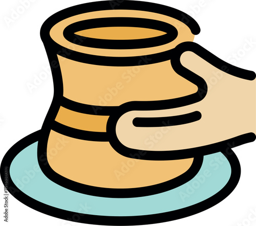 Potter carefully shaping clay on pottery wheel, creating unique ceramic piece