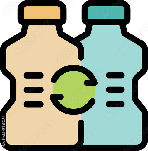 Plastic bottles with recycling symbol promoting reuse and waste reduction for a sustainable future