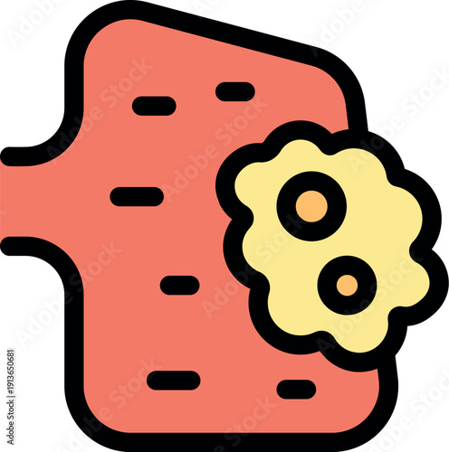 Illustration of cancer cells growing and multiplying in organ tissue, potentially indicating tumor formation or metastasis
