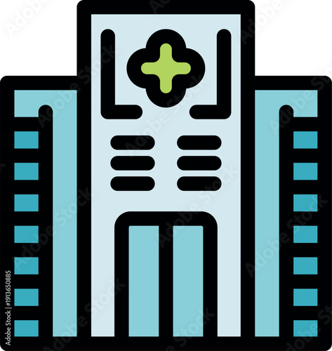 Hospital building representing medical services, healthcare, and emergency treatment