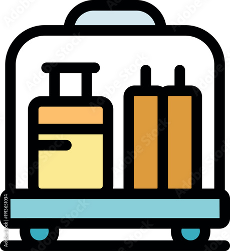 Hotel luggage cart transporting suitcases and bags for guests, ensuring smooth check in and check out experience