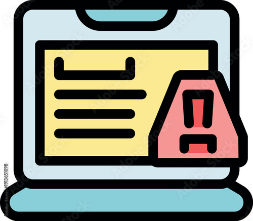 System failure notification displaying on a laptop screen, indicating potential errors or problems