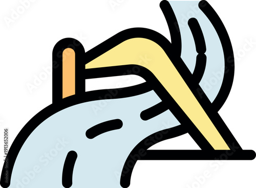 Excavator is removing earth and digging a hole with mechanical shovel at construction site