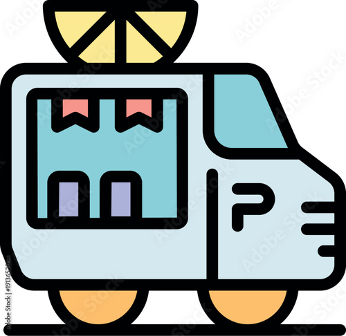 Food truck selling citrus fruit, representing street food, mobile catering, and small business entrepreneurship