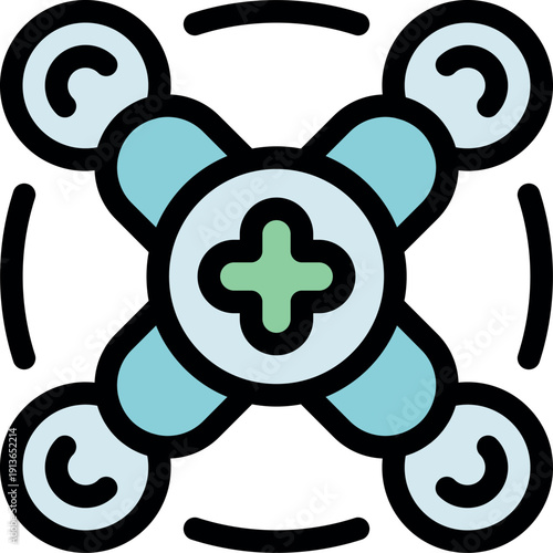 Medical drone quickly delivering first aid kit, providing emergency medical assistance