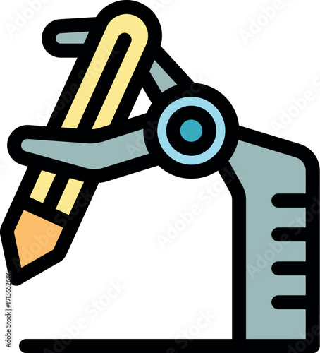 Robotic arm holding a pencil drawing a line, representing automation in creative tasks