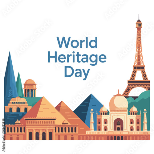 Flat World Heritage Day Celebration Vector