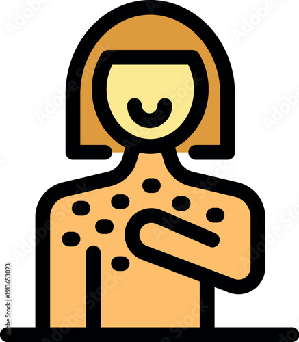 Smiling woman with skin irritation vector illustration